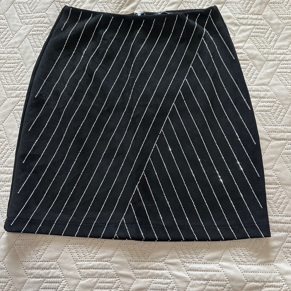 AKIRA Black Mini Skirt with Silver Pinstripes